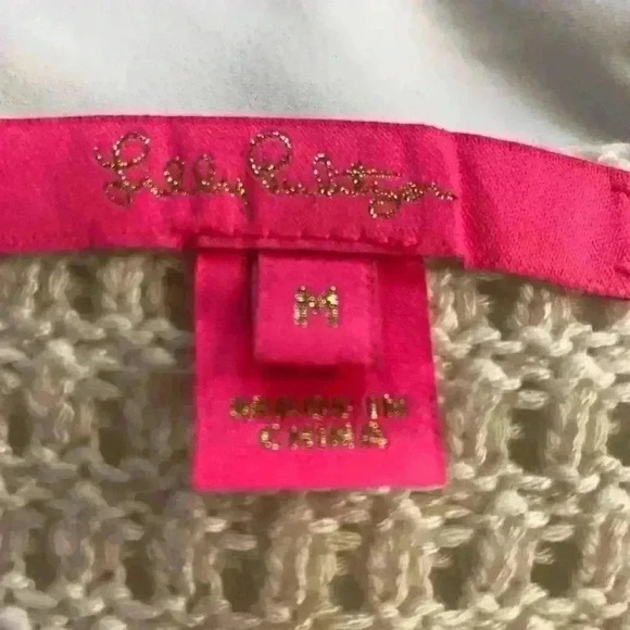 Lilly Pulitzer Pink White and Yellow sweater tank with Ruffle Sleeves - Picture 3 of 6